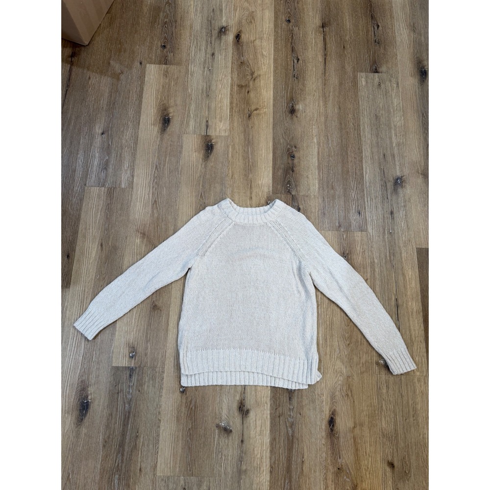 Aerie Cream Knit Crew Neck Chunky Sweater Small Raglan Long Sleeve Cotton‎ Blend